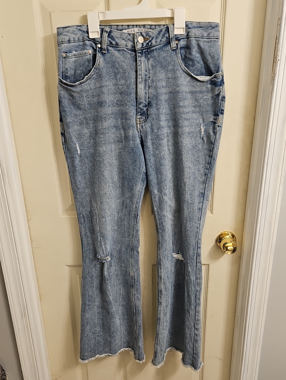 Light Wash Distressed Flare Jeans